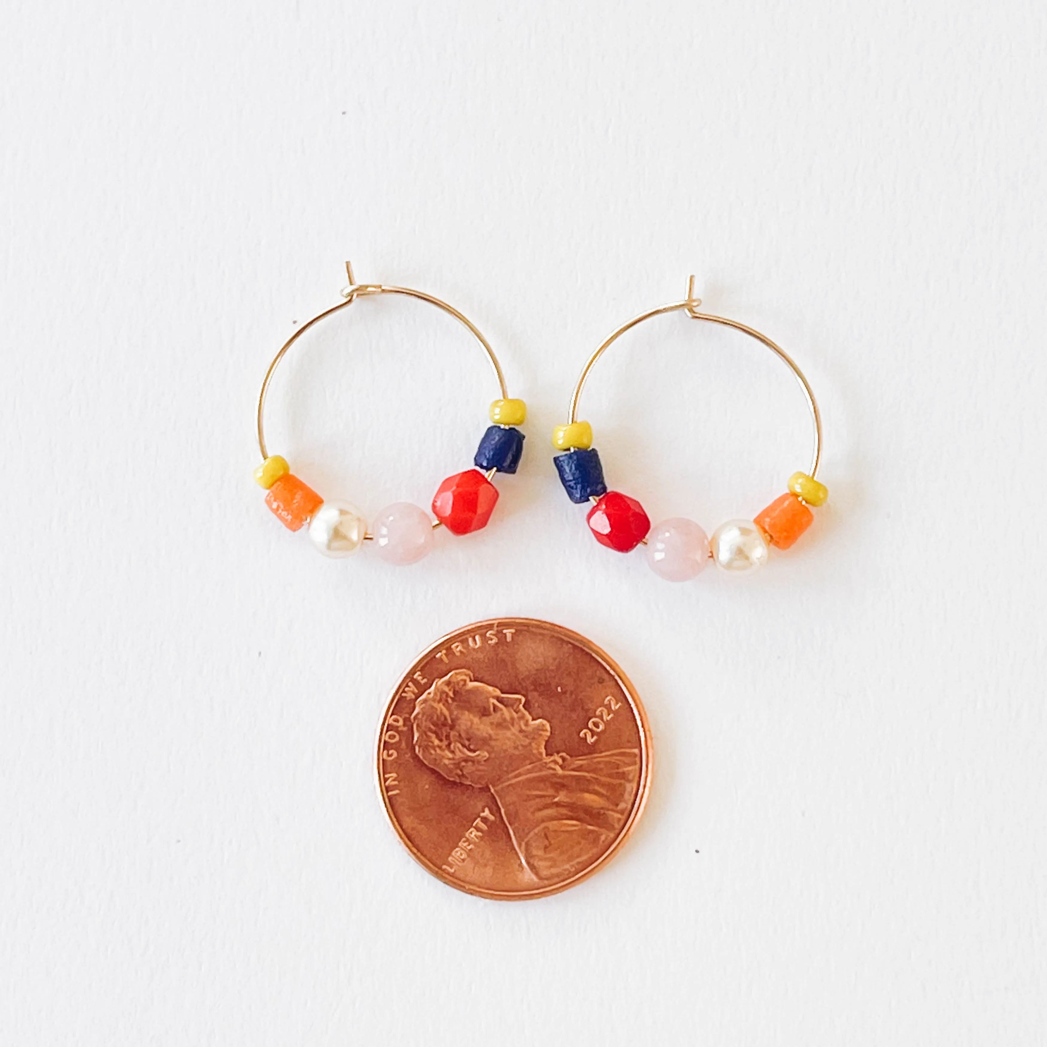 Small colorful gold filled hoops