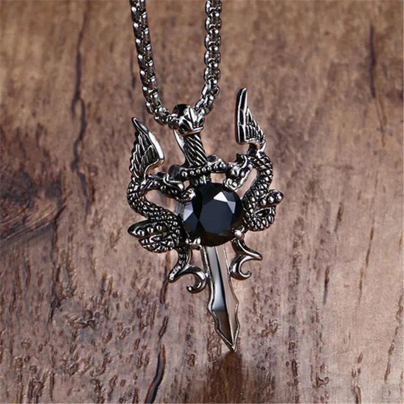 Twin Dragons Sword Necklace