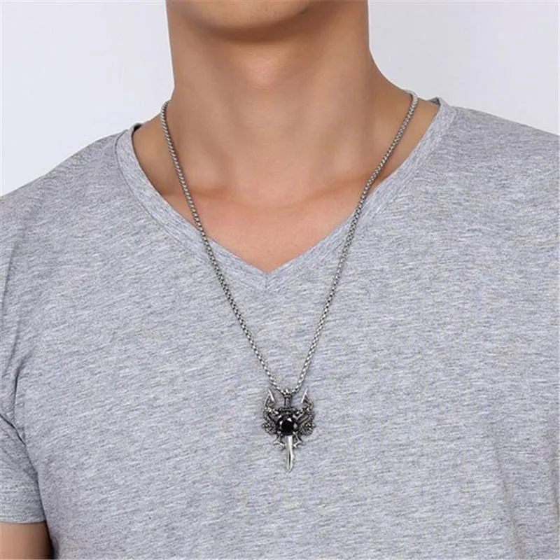Twin Dragons Sword Necklace