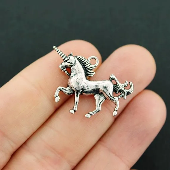 Unicorn Antique Silver Tone Charm 3D - SC5480