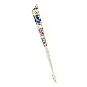 Victorian Comet Brooch set with Diamonds, Ruby and Sapphire