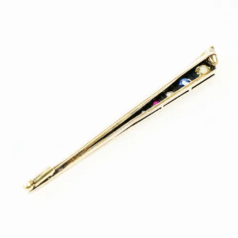 Victorian Comet Brooch set with Diamonds, Ruby and Sapphire